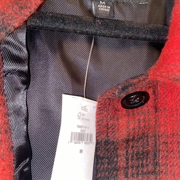 BANANA REPUBLIC FACTORY WOMAN RED PLAID LONG SHACKET COAT SIZE M .NEW WITH TAGS - Picture 7 of 11